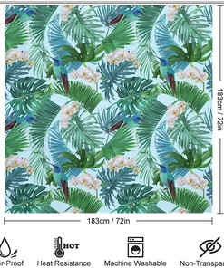 Hummingbird And Palm Tree Waterproof Shower Curtain For Home Bathroom Decor