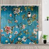 Hummingbird And Pink Plum Fabric Shower Curtain For Bathroom Decor