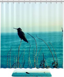 Hummingbird By Blue Lake Fabric Shower Curtain, Waterproof Bathroom Decor