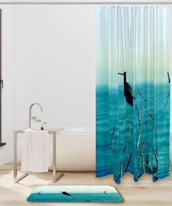 Hummingbird By Blue Lake Fabric Shower Curtain, Waterproof Bathroom Decor