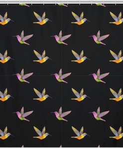 Hummingbird Embroidered Fabric Shower Curtain For Bathroom Decoration