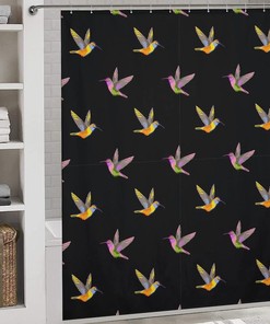 Hummingbird Embroidered Fabric Shower Curtain For Bathroom Decoration