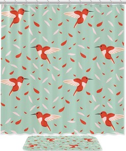 Hummingbird Fabric Shower Curtain Liner For Bathroom