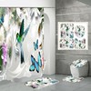 Hummingbird Flower Print Polyester Shower Curtain For Bathroom