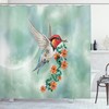 Hummingbird Flying With Floral Branch Shower Curtain For Bathroom