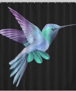 Hummingbird Funny Bath Curtain With Grommets For Bathroom Decor