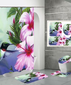 Hummingbird Garden Shower Curtain For Botanical-Inspired Bathrooms