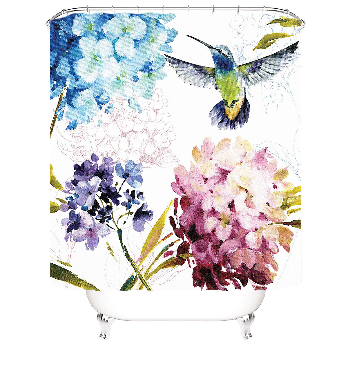 Hummingbird Nature Print Shower Curtain For Bathroom Decor