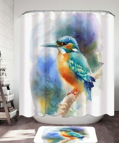 Hummingbird Painting Shower Curtain, Nature-Inspired Art For Colorful Bathroom Decor