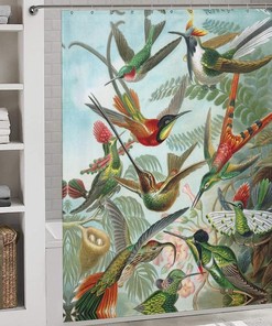 Hummingbird Pattern Printed Waterproof Shower Curtain For Bathroom