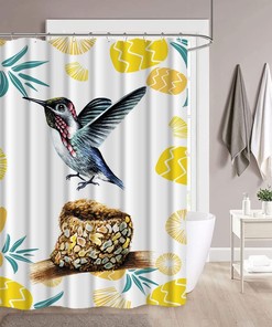 Hummingbird Pineapple Quick-Drying and Washable Shower Curtain for Tropical Bathroom 