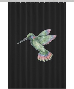 Hummingbird Print Polyester Shower Curtain Resistant To Water For Bathroom