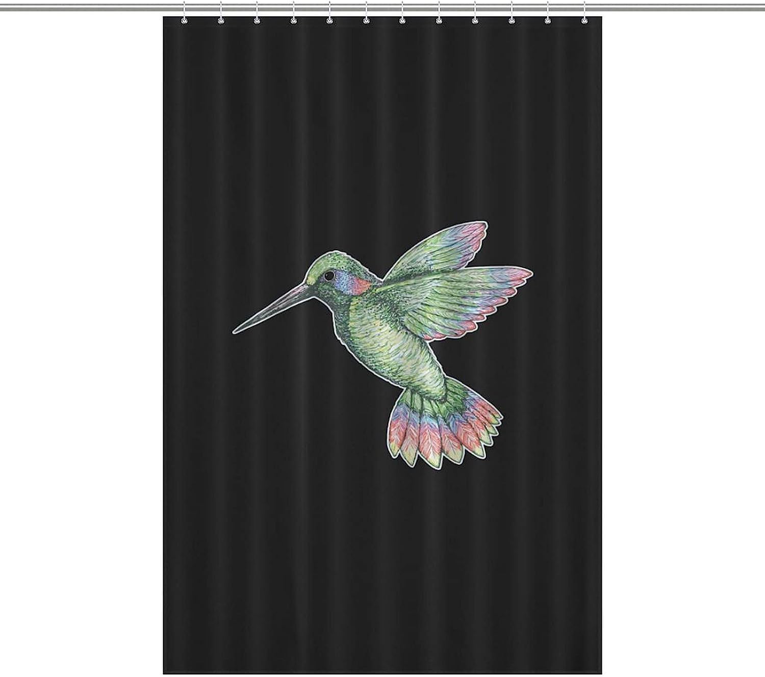 Hummingbird Print Polyester Shower Curtain Resistant To Water For Bathroom