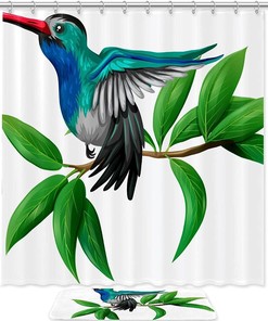 Hummingbird Print Shower Curtain For A Nature-Themed Bathroom