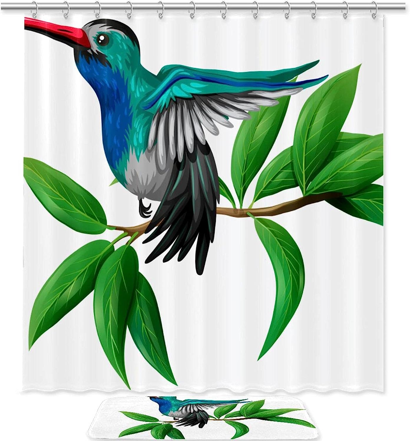 Hummingbird Print Shower Curtain For A Nature-Themed Bathroom