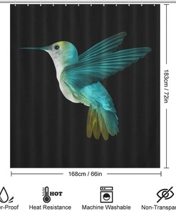 Hummingbird Printed Waterproof Shower Curtain For Bathroom Decor