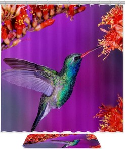 Hummingbird Red Flowers Shower Curtain For A Delightful Bathroom