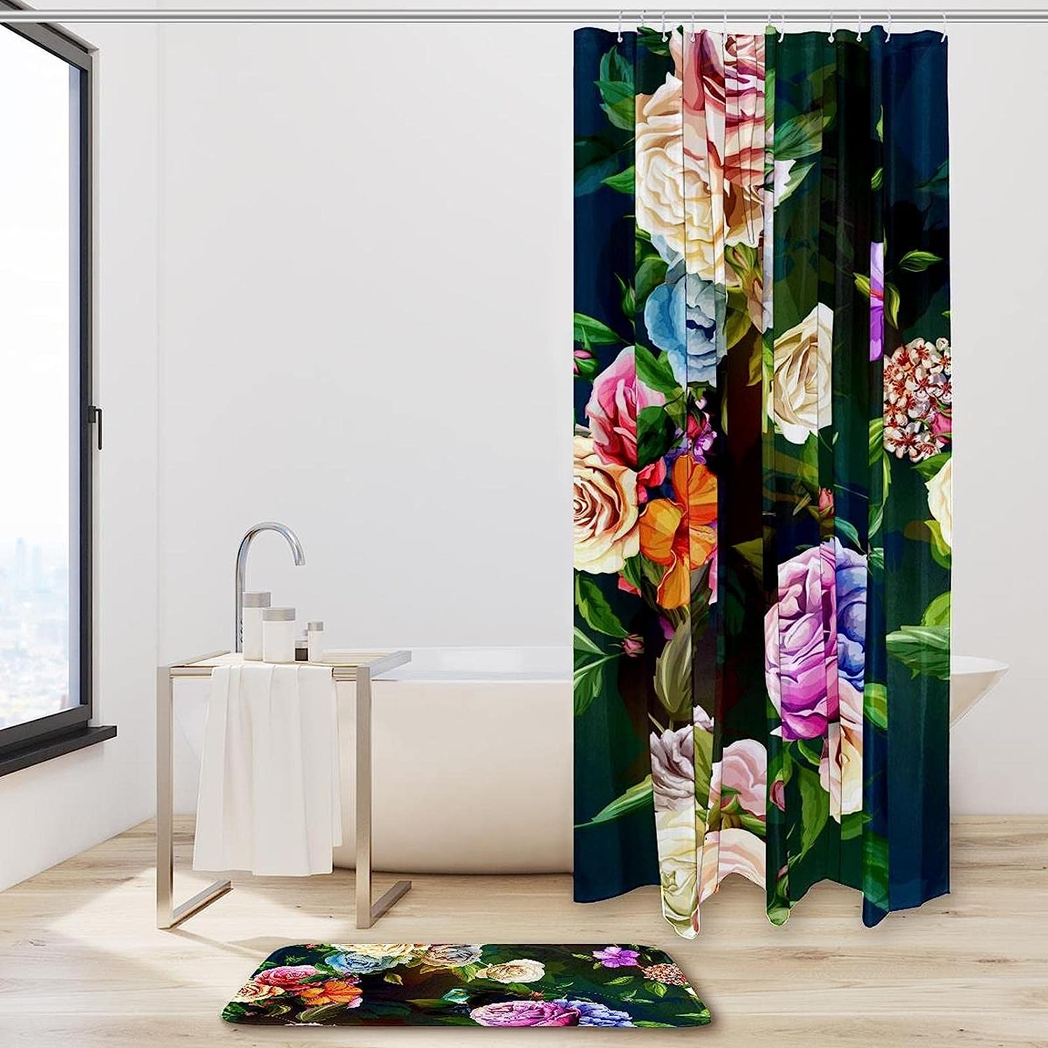 Hummingbird Rose Floral Vintage Shower Curtain Ideas Waterproof Washable