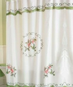 Hummingbird Shower Curtain Floral Flower Bird Fabric Bath Decor