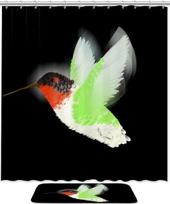 Hummingbird Shower Curtain, Unique Waterproof Bathroom Decor