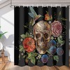 Hummingbird Skull Flower Abstract Fabric Shower Curtain, Quick-Drying Modern Bath Curtain for Bathroom Decor 