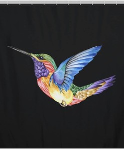 Hummingbird Tattoo Printed Fabric Shower Curtain For Home Decoration