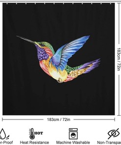 Hummingbird Tattoo Printed Fabric Shower Curtain For Home Decoration