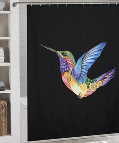 Hummingbird Tattoo Printed Fabric Shower Curtain For Home Decoration