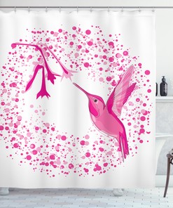 Hummingbird Tropical Art Shower Curtain For Bathroom Decor