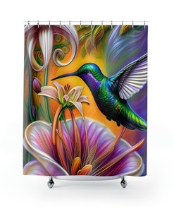 Hummingbird Vintage Design Shower Curtain For Bathroom