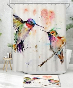 Hummingbird Water Resistant Shower Curtain For Bathroom Decoration