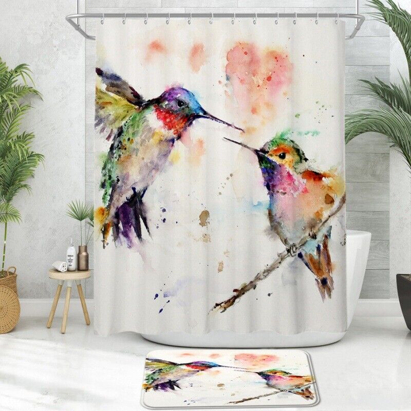 Hummingbird Water Resistant Shower Curtain For Bathroom Decoration
