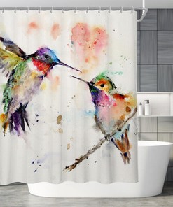 Hummingbird Water Resistant Shower Curtain For Bathroom Decoration