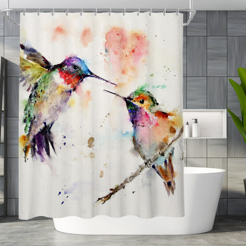 Hummingbird Water Resistant Shower Curtain For Bathroom Decoration