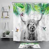 Hummingbird and Cow Shower Curtain - Rustic Bathroom Accessory