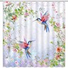 Hummingbird and Flower Shower Curtain for Botanic Bathroom Decor