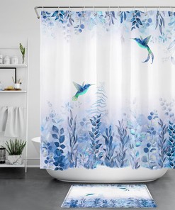 Hummingbird and Leaf Shower Curtain for a Natural and Delightful Bathroom Decor