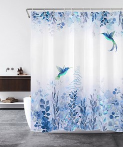 Hummingbird and Leaf Shower Curtain for a Natural and Delightful Bathroom Decor