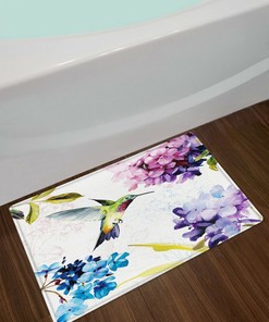 Hummingbird and Watercolor Flowers Shower Curtain for a Spring Inspired Bathroom