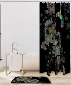 Hummingbirds and Flowers Nature Unique Shower Curtain Waterproof Washable