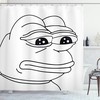 Humor Shower Curtain With Crying Frog Meme Cartoon Print For Bathroom