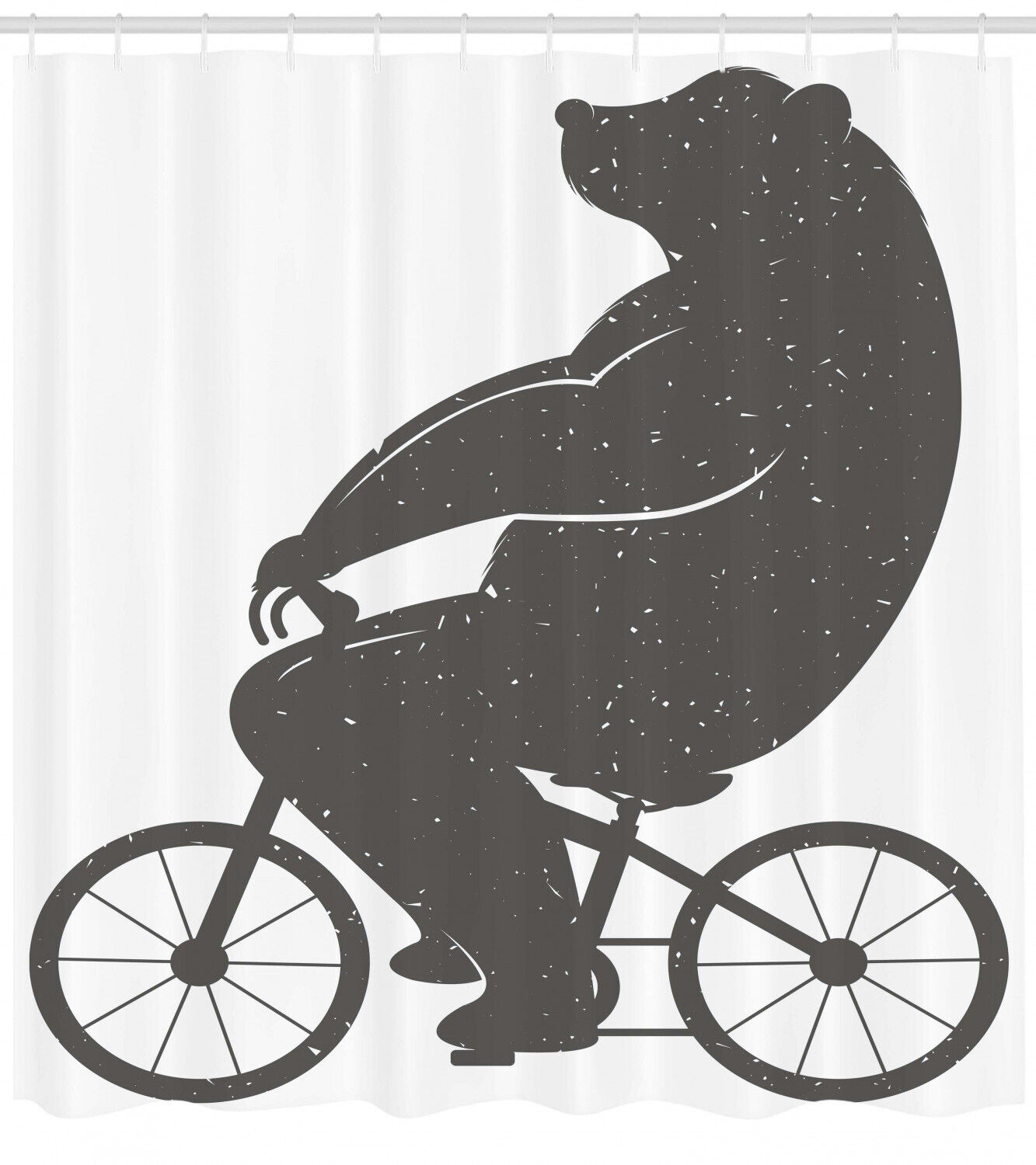 Humorous Bike and Hipster Bear Print Shower Curtain