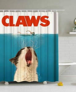 Humorous Claws Cat Bath Shower Curtain For Relaxing Fun Bathroom Decor