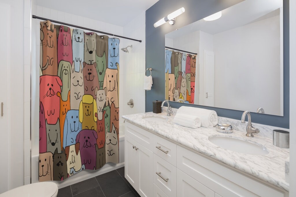 Humorous Dog Shower Curtain With Funny Gift Idea - Dog Lover Bathroom Decor - Image 2