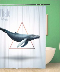 Humpback Blue Whale Vintage Animal Triangle Shower Curtain