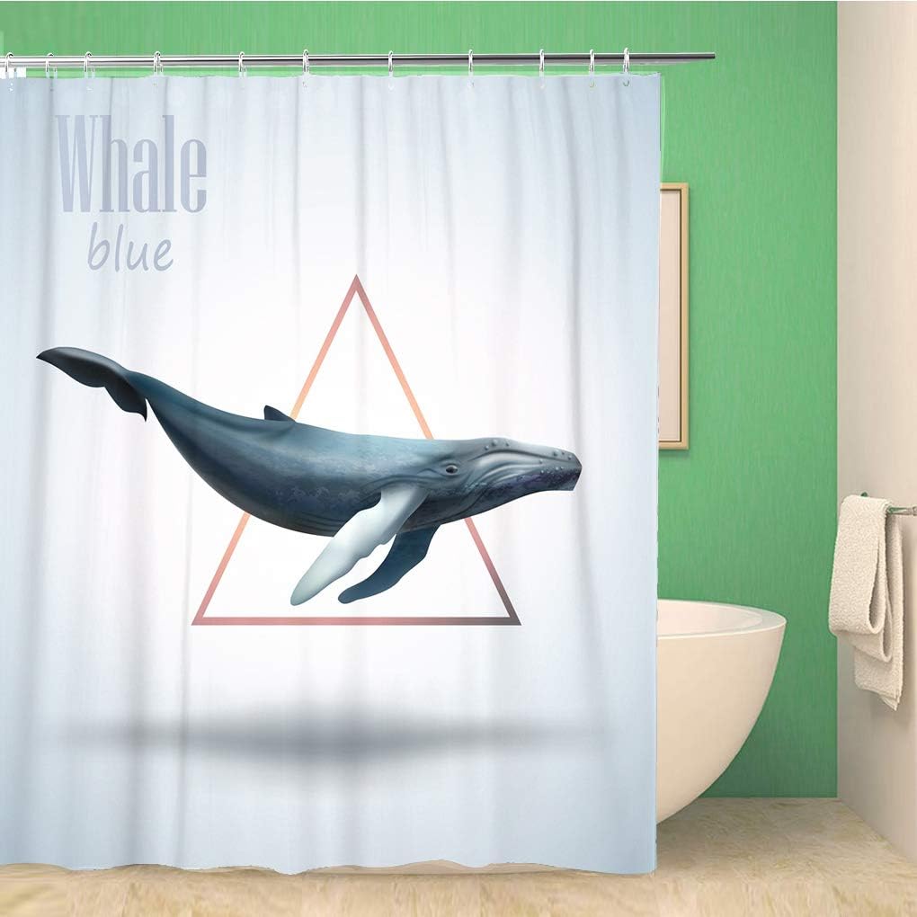 Humpback Blue Whale Vintage Animal Triangle Shower Curtain