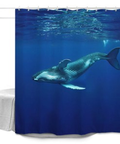 Humpback Whale Blue Underwater Marine Shower Curtain