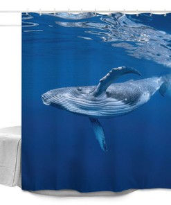 Humpback Whale Blue Underwater Marine Shower Curtain
