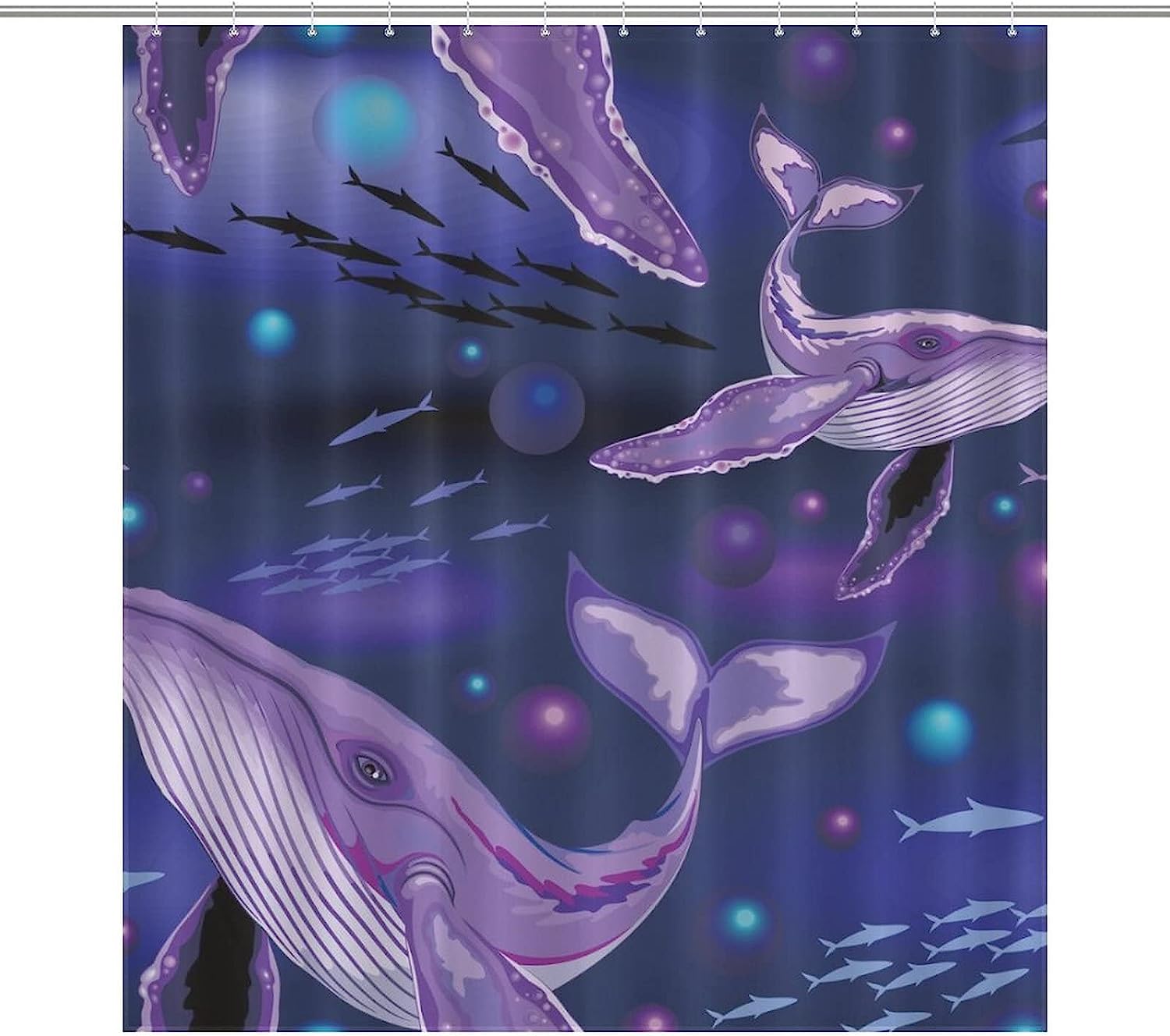 Humpback Whale Sea Creatures Fabric Shower Curtain For Bathroom Decor