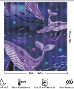 Humpback Whale Sea Creatures Fabric Shower Curtain For Bathroom Decor